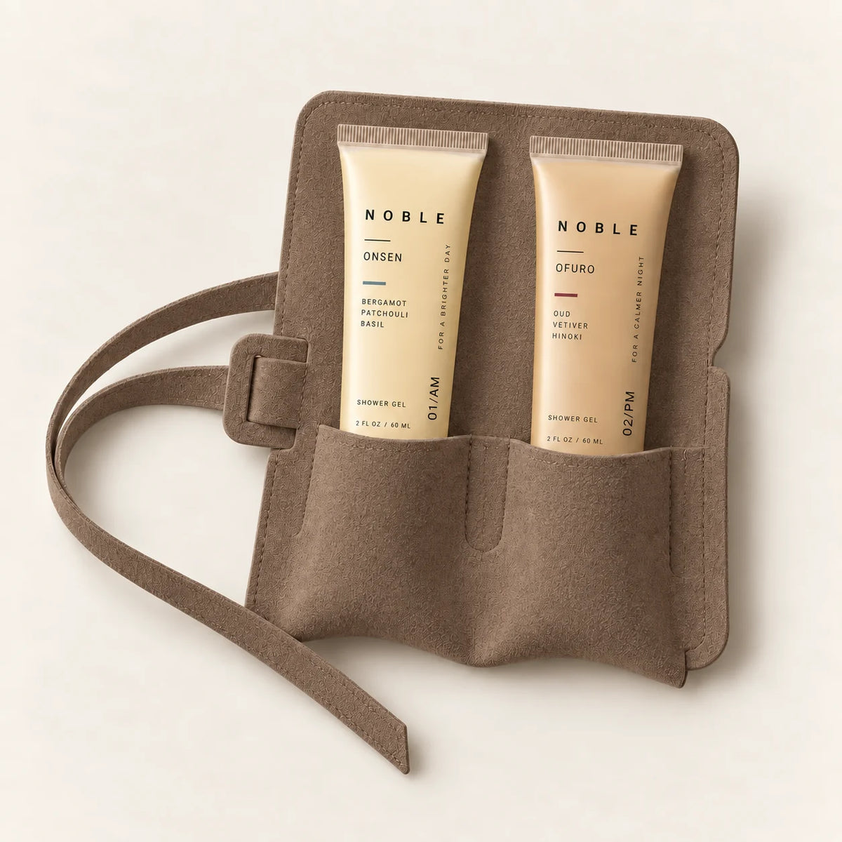 The Ritual Tester: an open white box holding the ONSEN and OFURO 2 oz tubes